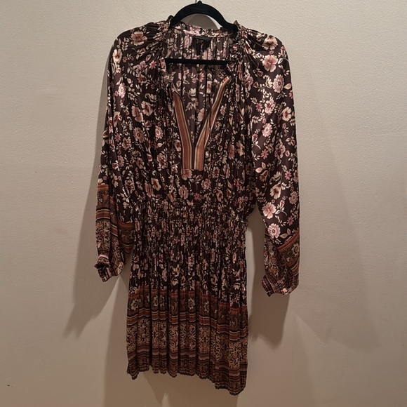 Anthropologie Current Air Alyce Floral Bohemian Mini Dress Medium - Picture 2 of 5